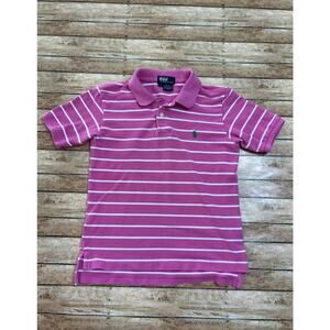 Polo Ralph Lauren Boys Pink Stripe Polo Shirt Size 7